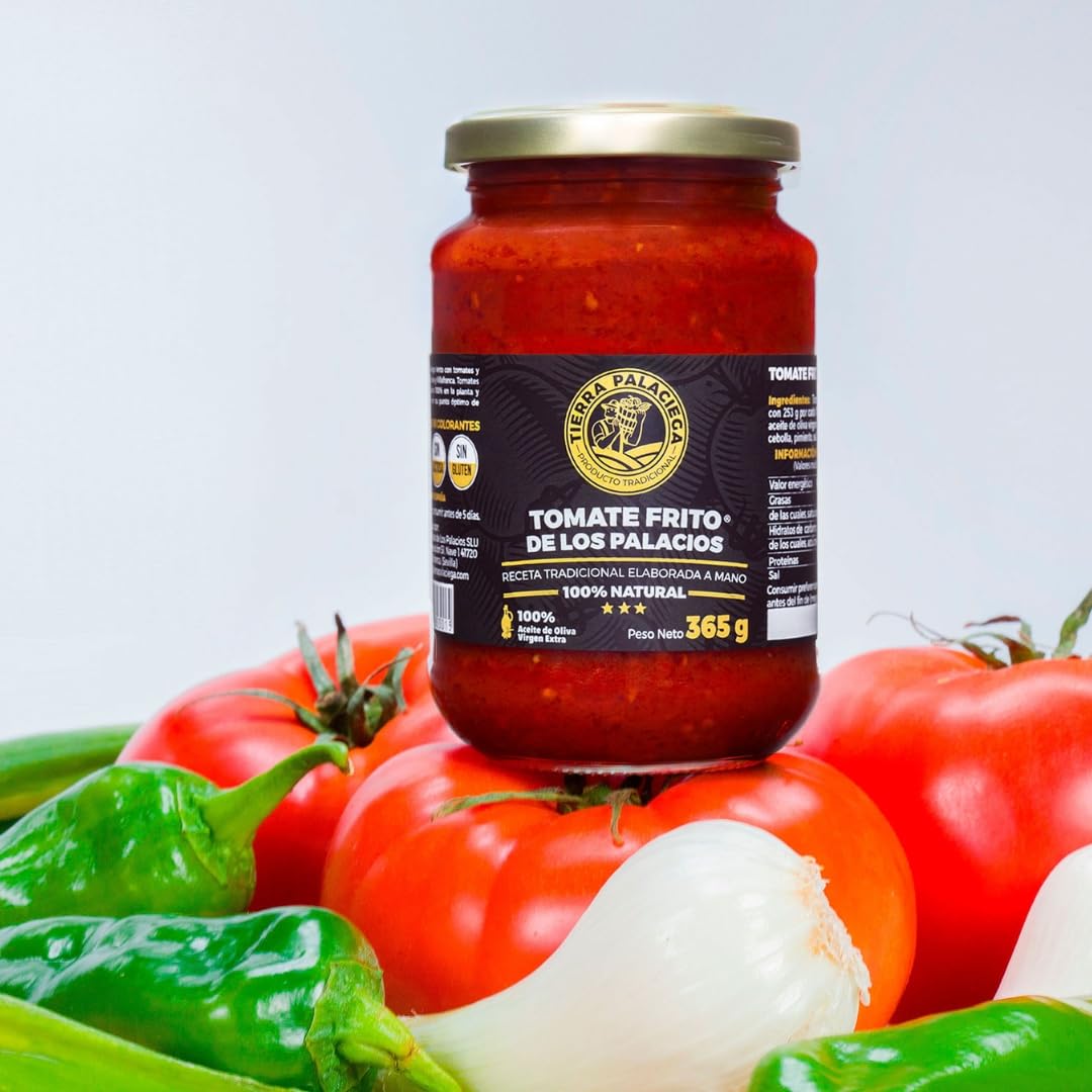 Genérico Pack Seis Botes de Tomate Frito de Los Palacios: Sabor Auténtico con Aceite de Oliva Virgen Extra Tierra Palaciega