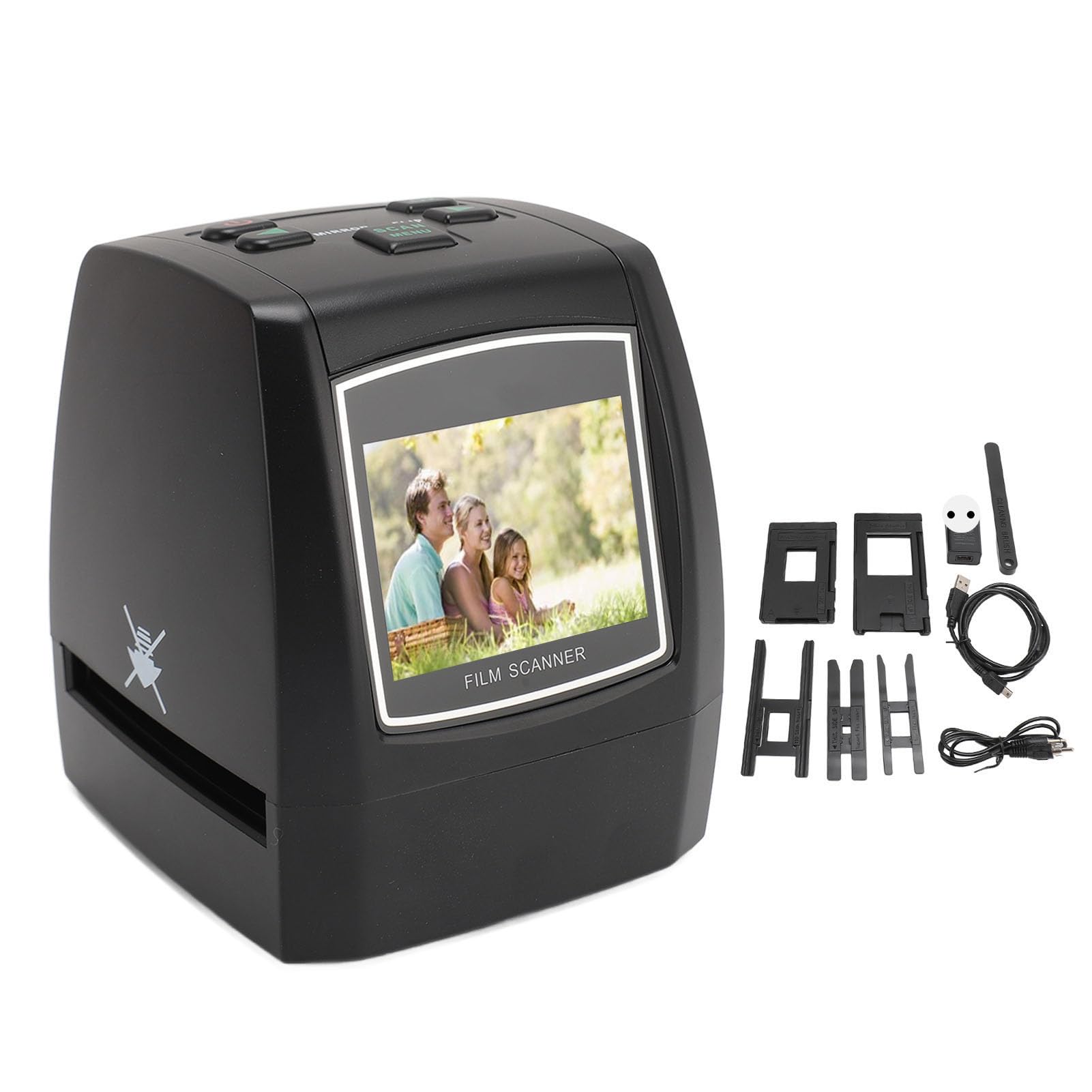 Scanner de Film 22 MP, Convertisseur de Diapositives et de Négatifs avec écran LCD 2,4 Pouces, Image Numérique JPEG, Carte Mémoire, écran TV, 135, 126KPK, 110, Super8, Film Noir