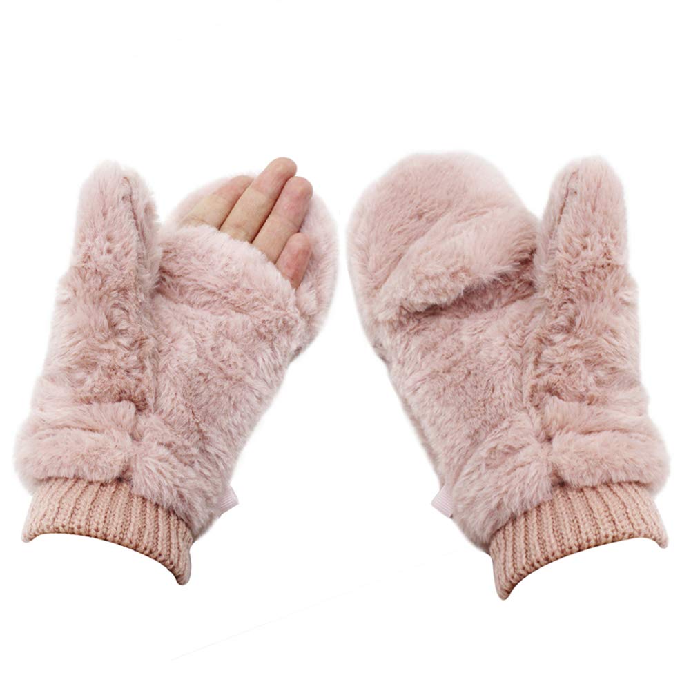 Orityle Womens Unisex Winter Soft Fluffy Gloves Windproof Fleece Mittens Students