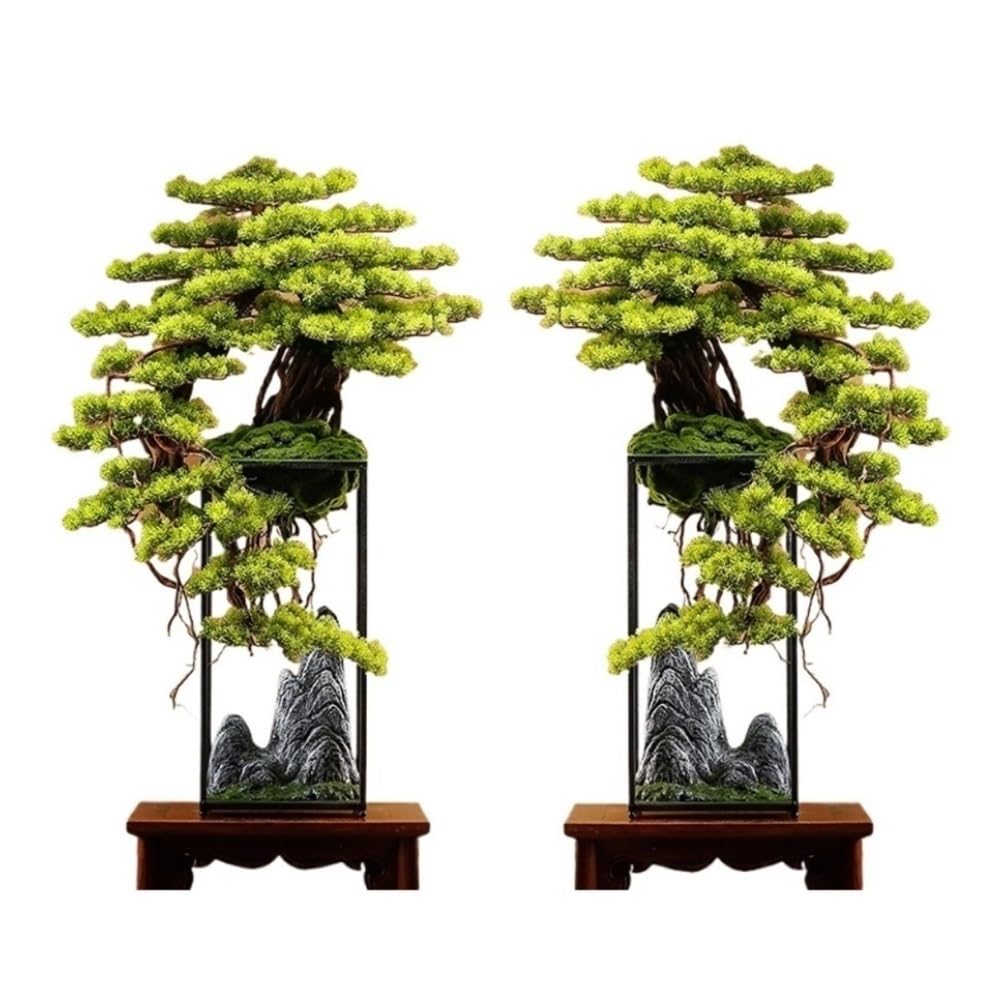 Fake Bonsai Tree Artificial Cypress Potted Plant for Home Office Decor(L)