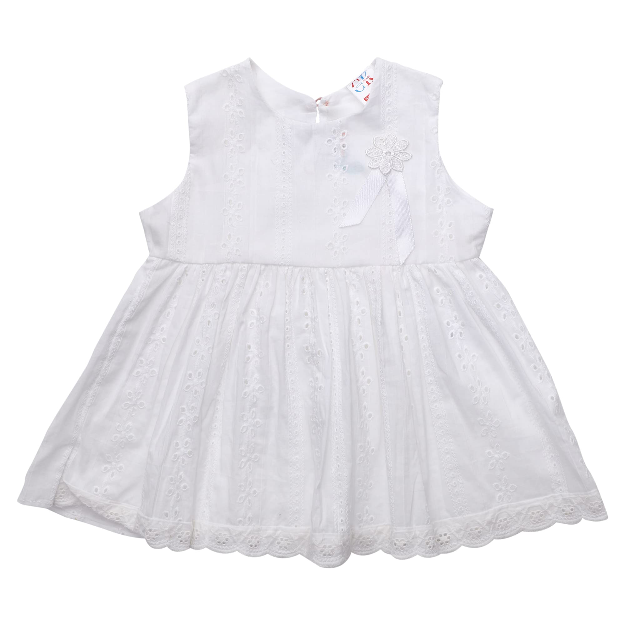 GenericBaby Chicken Work Mini Dress Frock (White) (0-6 Months)