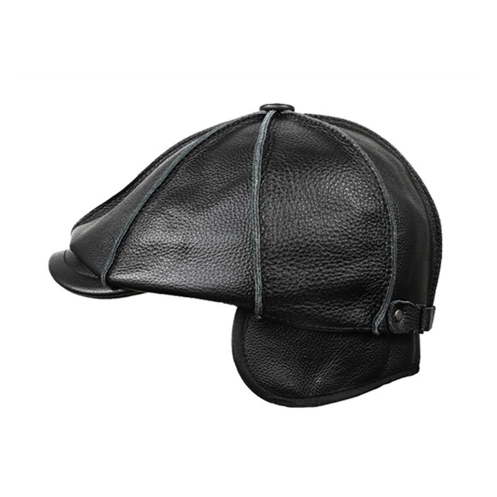 Prawdziwej skóry Newsboy Cap Mężczyźni Real Cowskin Leather Octedal Hat Jesień Zima Hi-GH Q-Uality Kapelusze dla mężczyzn Akcesoria
