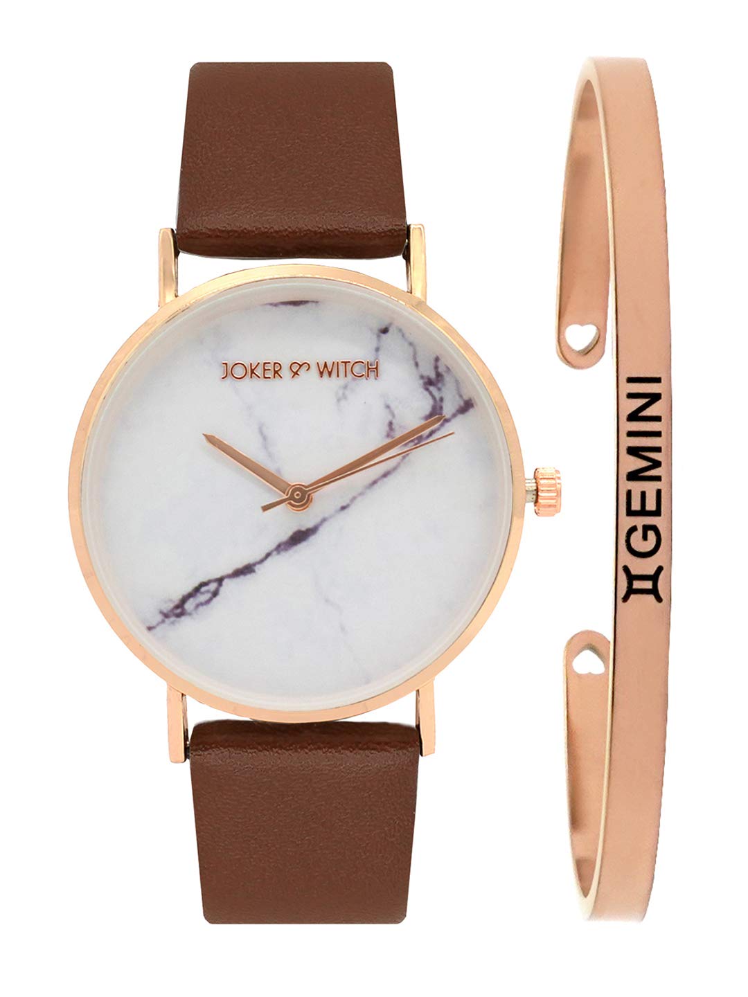 Joker & Witch Leather Hannah Gemini Analog Watch Bracelet Gift Set For Women, White Dial, Brown Band (B08WPZLJWC) Amazon Price History, Amazon Price Tracker