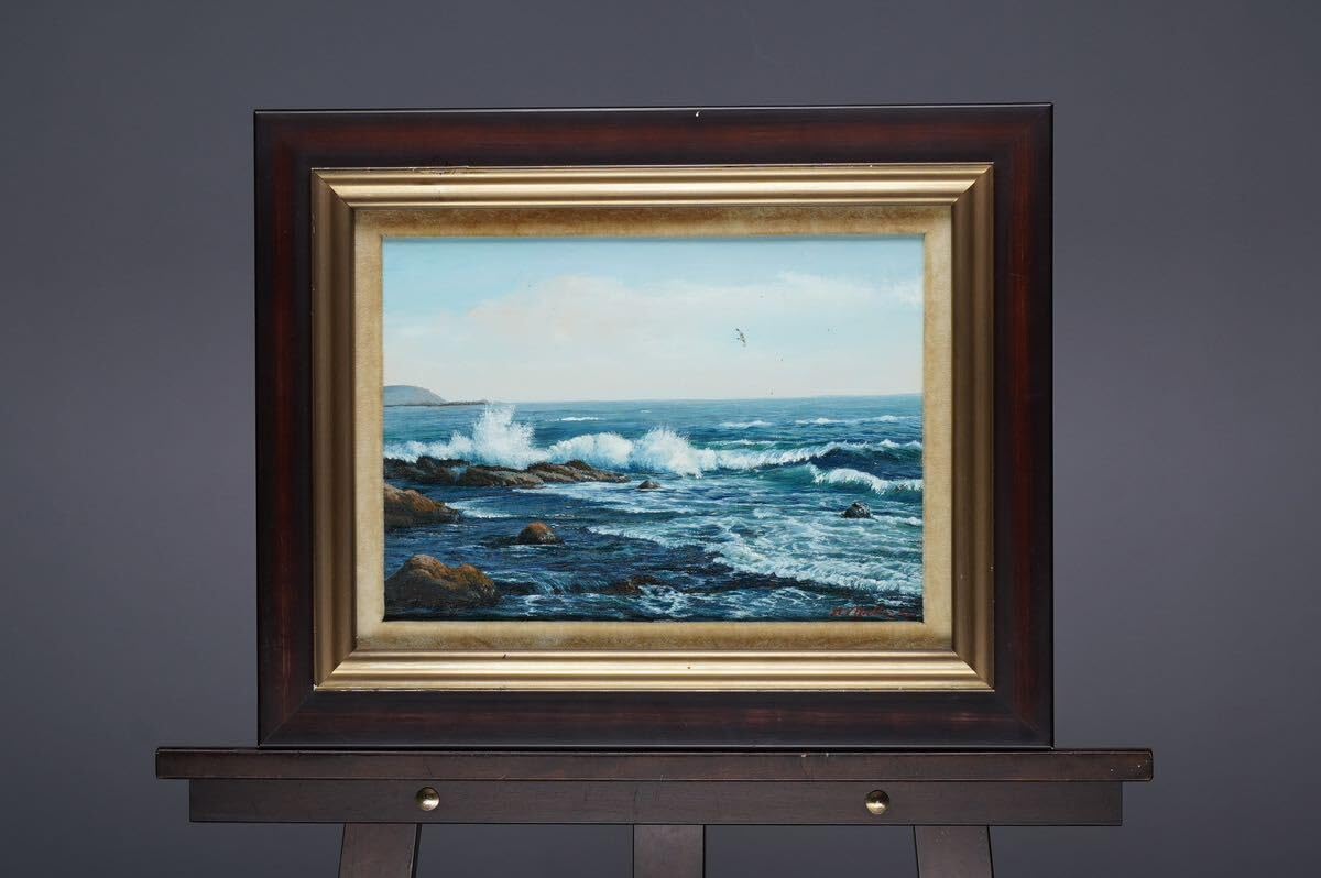 美品 矢部明「海日」油彩画 油絵 直筆サイン入り 高島屋取扱作品 定価10万円 Amazon.co.jp: 真作保証 矢部明「房総の海」油絵4号(33cmx24cm