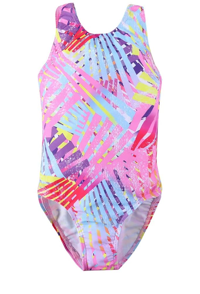 AOAOGirl's Swimsuit One Piece Beach Sport Swimwear Backless Racerback Print Toddler Kids Bathing Suit