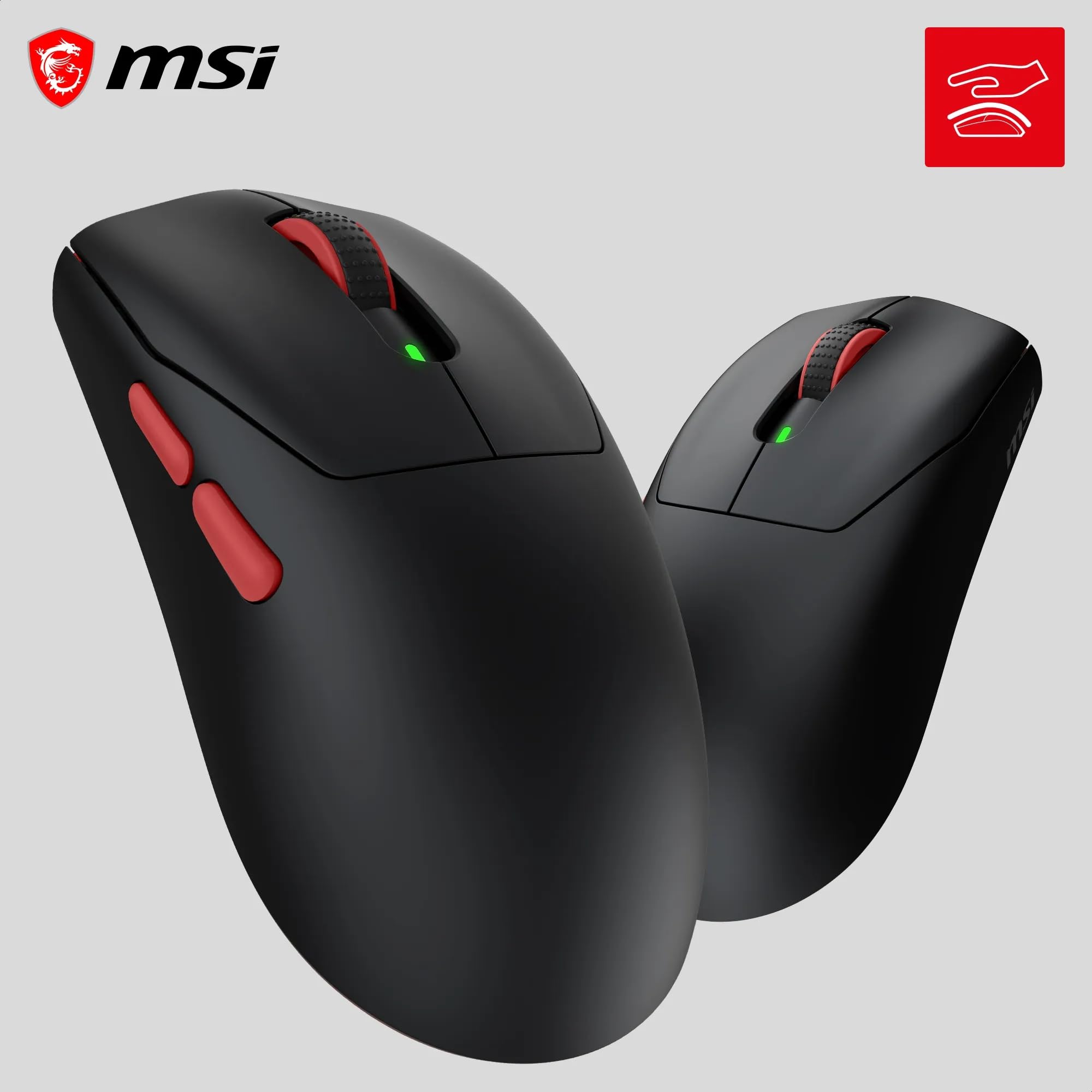MSI Forge GM340 Wireless Black Bezprzewodowa/przewodowa mysz do gier, 12000 DPI, częstotliwość odpytywania 1000 Hz, symetryczna konstrukcja, 50+ milionów kliknięć, 6 przycisków, autonomia 82 godziny