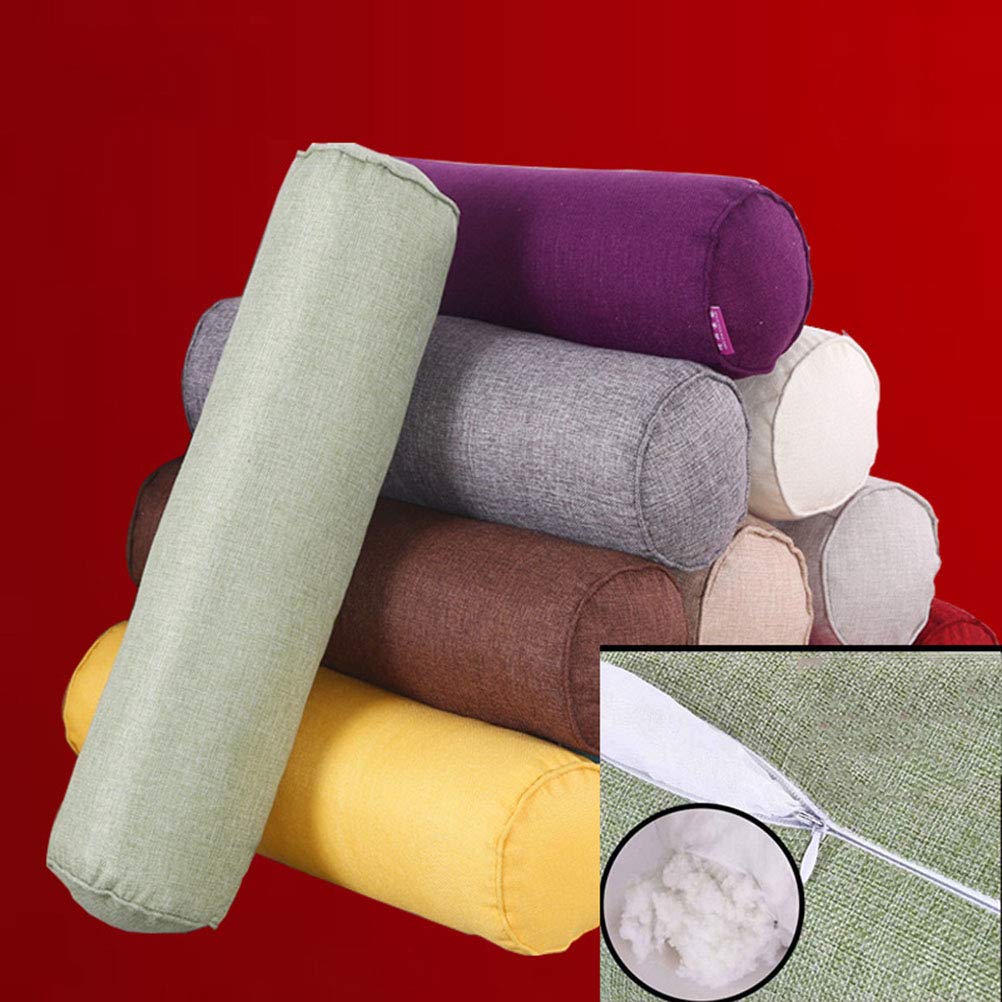 De Lino Color Sólido Caramelo Rollo Cojines Cilíndricos Embarazo Almohada Almohada para Cuello De Casa Rural El Amortiguador del Sofá del Salón De Belleza del Pie Almohadilla,Verde,20 * 100cm