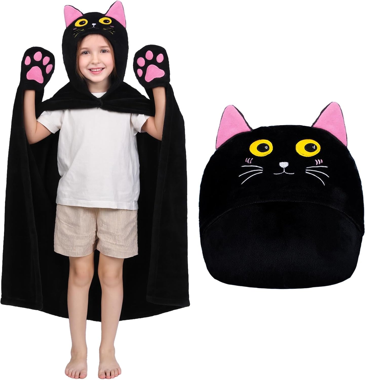 Wearable Hooded Blanket for Women, Soft Snuggle Wrap Cape Throw, Fleece & Sherpa Hoodie