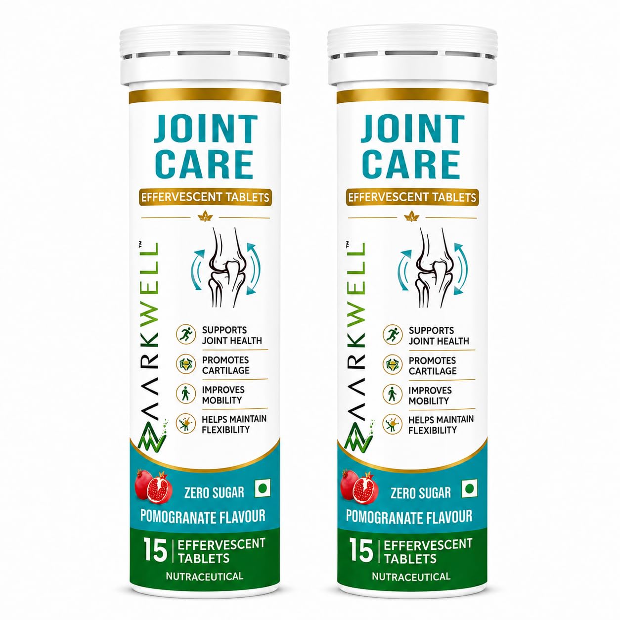 joint care effervescent tablets for joint health, mobility & flexibility support, cartilage support, zero sugar, pomegranate flavour | pack of 2 (30 tablets)