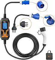 Carregador para Carro Elétrico Portátil, 3,5KW-7KW 20A 32A 85-264V Type 2 Cabo de 5M EV Tipo 2 Carros Elétricos e Híbridos,Uso interno/externo Aplicável a 99% dos modelos Envio de São Paulo, Brasil