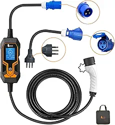 Carregador para Carro Elétrico Portátil, 3,5KW-7KW 20A 32A 85-264V Type 2 Cabo de 5M EV Tipo 2 Carros Elétricos e Híbridos,Uso interno/externo Aplicável a 99% dos modelos Envio de São Paulo, Brasil