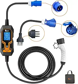 Carregador para Carro Elétrico Portátil, 3,5KW-7KW 20A 32A 85-264V Type 2 Cabo de 5M EV Tipo 2 Carros Elétricos e Híbridos,Uso interno/externo Aplicável a 99% dos modelos Envio de São Paulo, Brasil