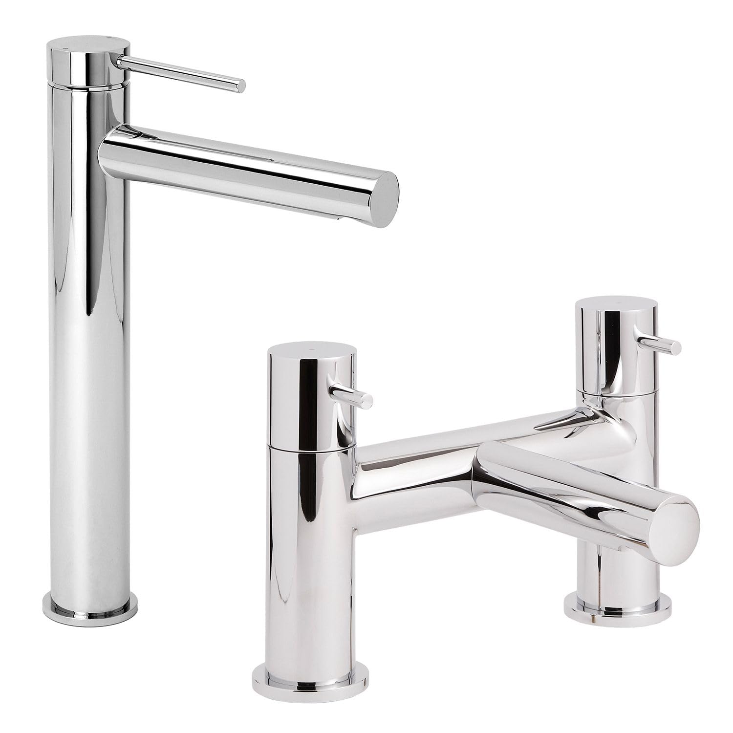 Milano Chrome Otto High Rise Mono Bathroom Basin Mixer Tap Bath Filler Tap