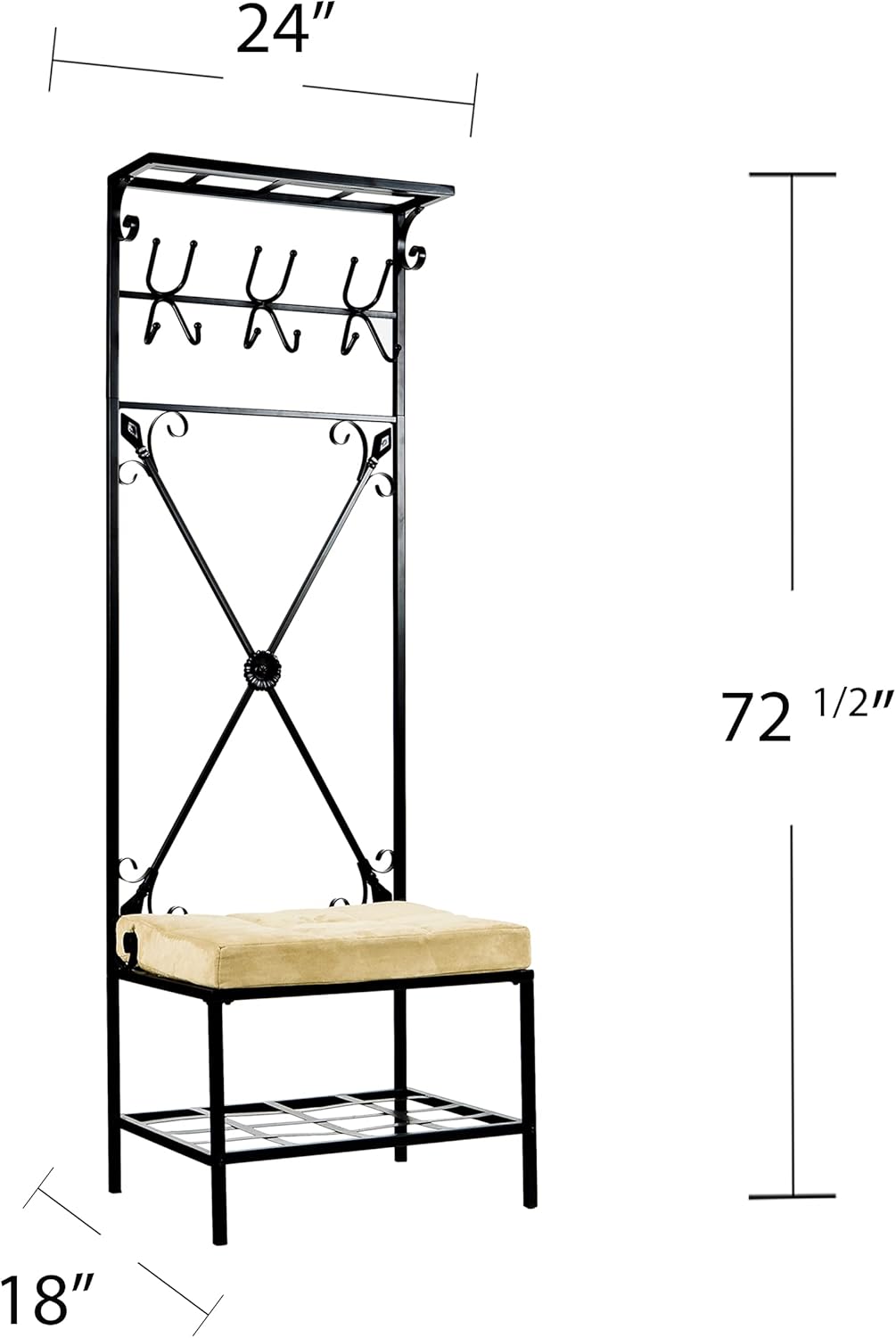 SEI Furniture Dovanti Entryway Storage Rack/Bench Seat, Black