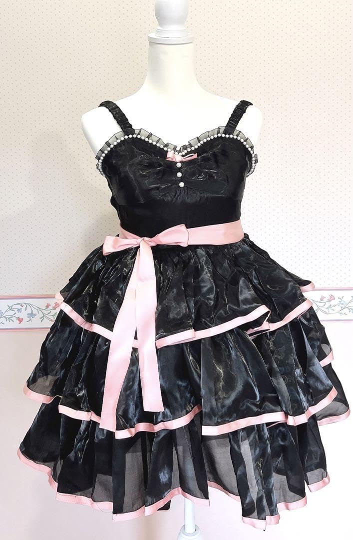 アイドル衣装 ピンク×黒 花柄 オリジナル ハンドメイド コスプレ衣装 地雷系 アイドル衣装 ピンク×黒 花柄 編み上げ オリジナル ハンドメイド