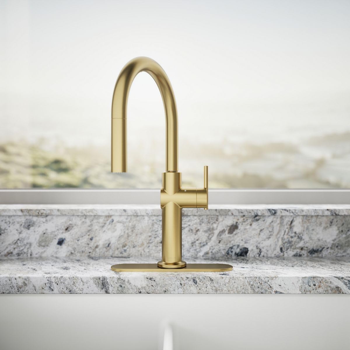 Modern Brass Touchless Pull-Down Kitchen Faucet with Sprayhead