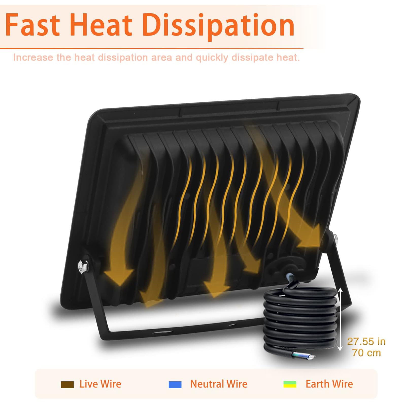 50W LED Außenstrahler, 5000LM 6000K IP66, 4 Stück | 5000LM hell, 6000K Kaltweiß, IP66 wasserdicht, Alu-Gehäuse, 50000h, 80% sparend, für Garten/Garage/Hotel/Sportplatz
