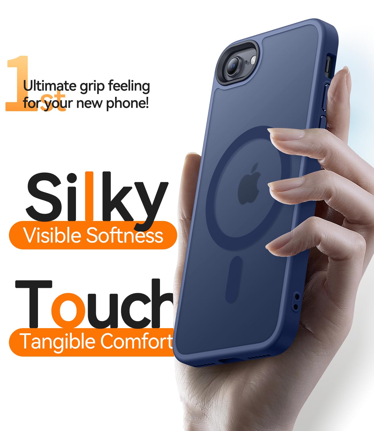 CANSHN Cover Magnetica Opaca per iPhone iPhone SE 3/2 (2022/2020), iPhone 8, iPhone 7, [Compatibile con MagSafe] Custodia Traslucida Opaca Protettiva Sottile Antiurto 4,7 Pollici - Blu Scuro