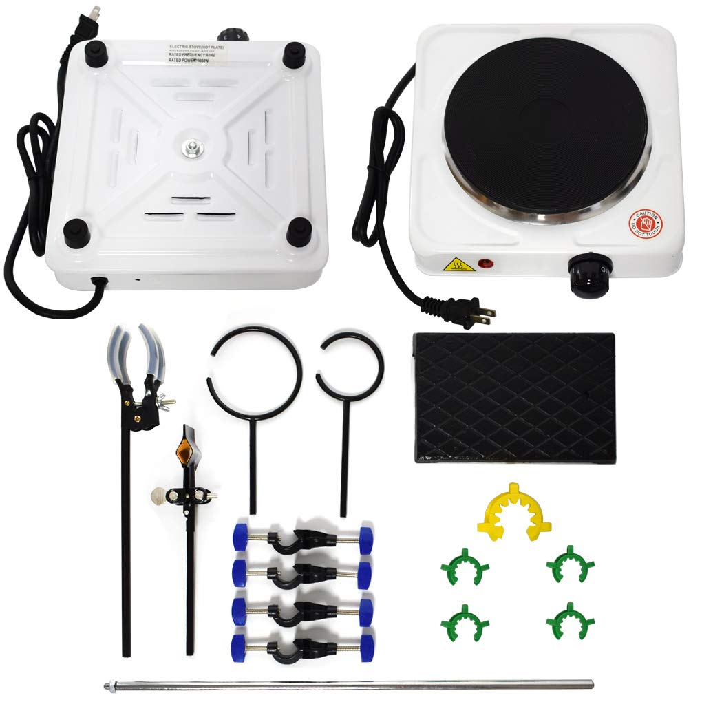 2000ml Essential Oil Distillation Apparatus Lab Glassware Kits Steam Water Distiller Purifier Kits w/Hot Stove Separating Funnel Graham Condenser S35 and 24/40 Joint