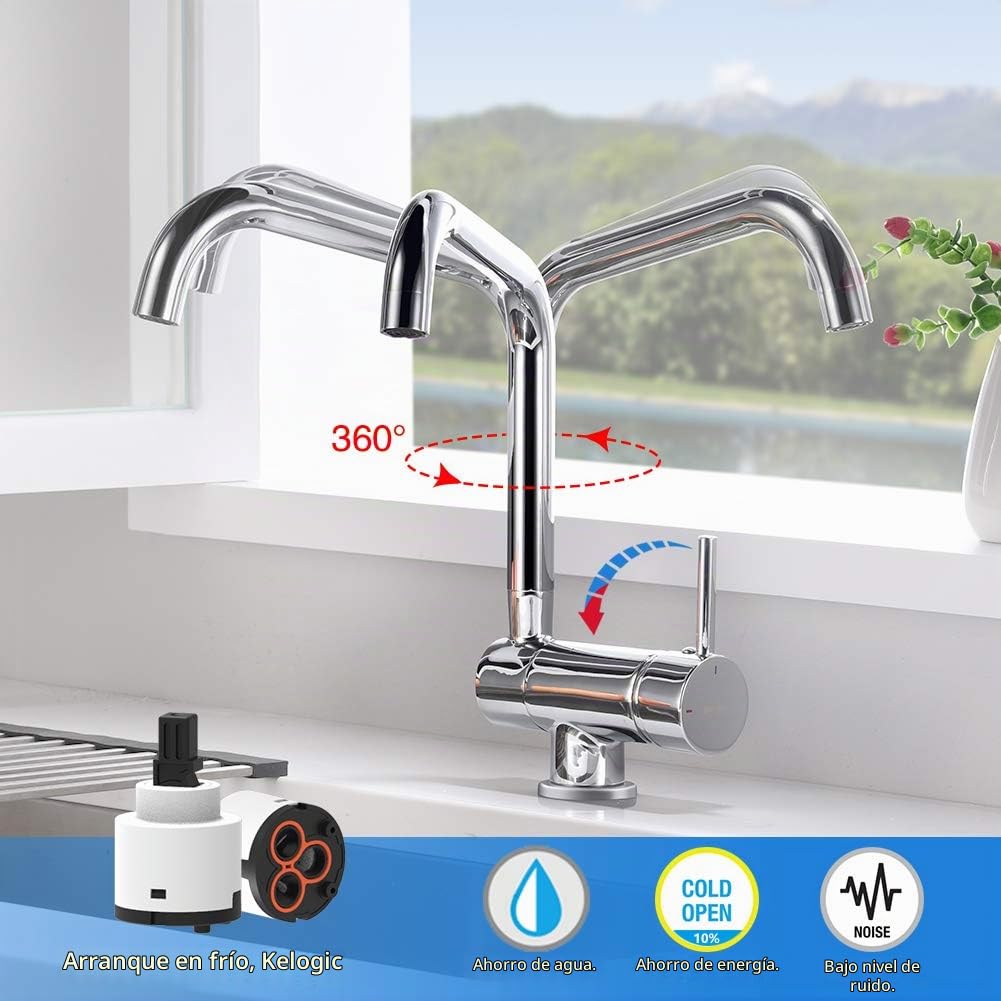 Ibergrif Grifo de Cocina Abatible 180° Giratorio 360°