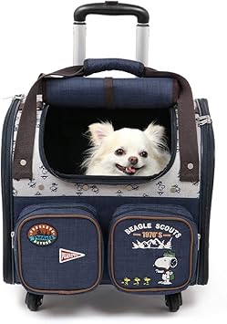 Amazon 犬 犬用品 春 ペットパラダイス スヌーピー スカウト柄 キャスター付き オープン コロコロ キャリー 6kg キャリーバック 犬 猫 カート 介護 軽量 4輪 四輪 998 ペットパラダイス キャリーコンテナ 通販