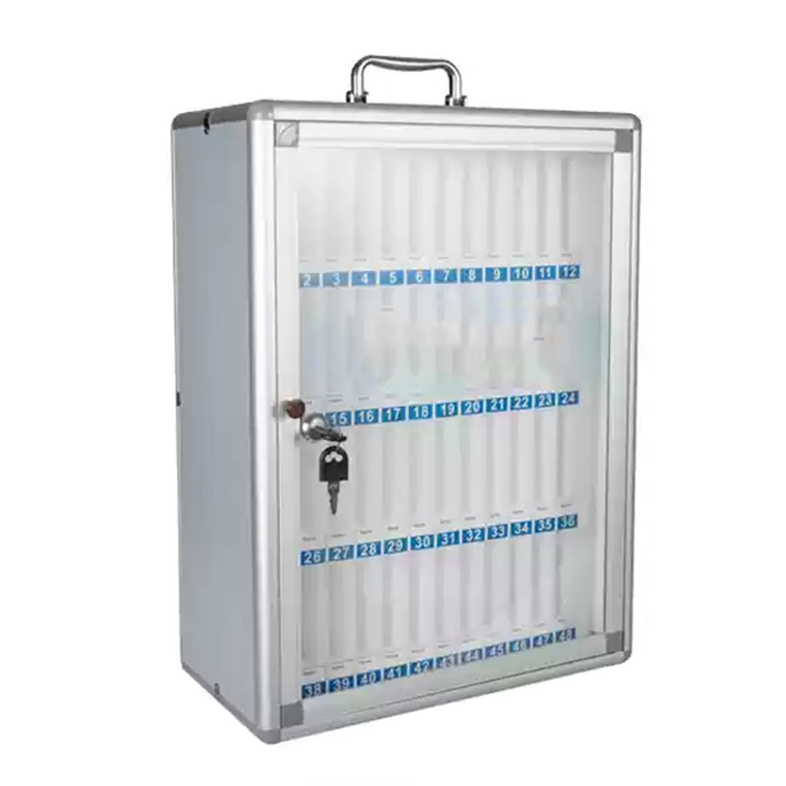 Mobile Phone Storage Cabinet Aluminum Alloy Mobile Phone Storage Cabinet Desktop Mobile Phone Storage Rack,Stable Structure Wall-mounted with Digital Numbering Suitable for School Factory Office(48 fl