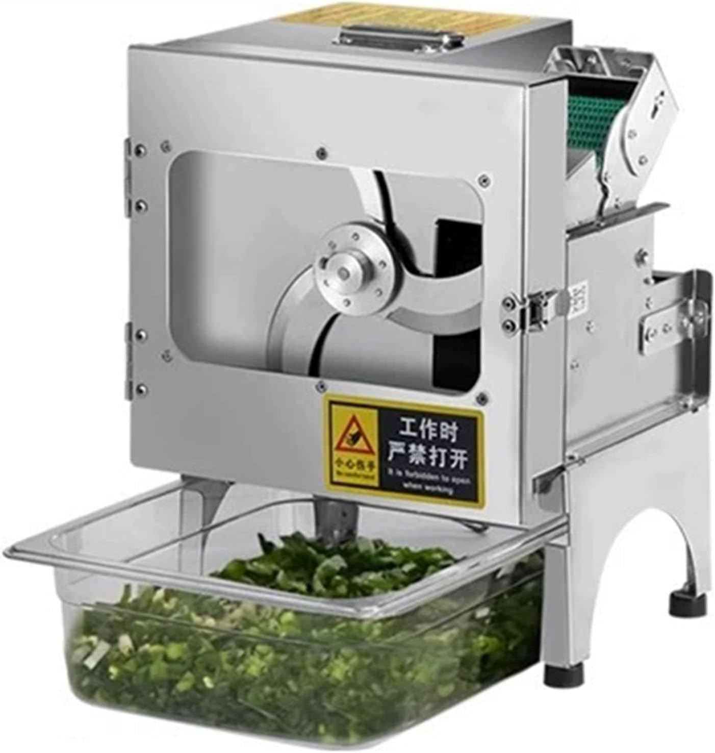 Cortadora De Cebollín Comercial, Cortadora De Verduras Eléctrica, Cortadora De Verduras Comercial con Bandeja Receptora, 150 Kg/H, para Verduras, Cebolla, Ajo, Jengibre, Chile B