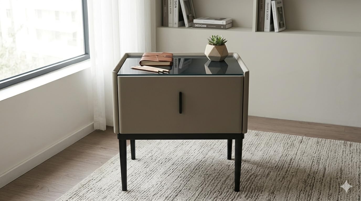 The Attic Kona Bedside Table, bedroomtable, Night Stand Table, upholstered Premium Table-image-29