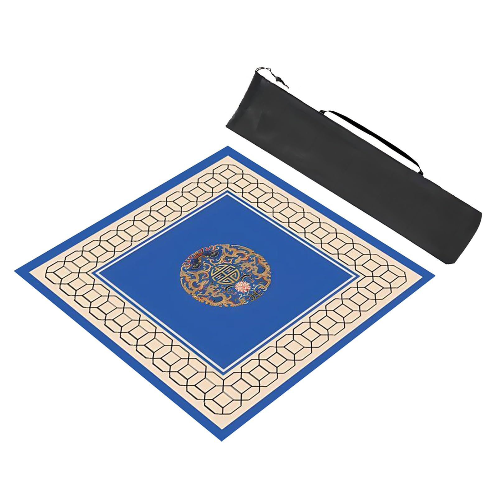 Podkładka do mahjonga, Mata stołowa Majiang, kwadratowa mata do gry w mahjonga z torbą przechowywania(Blu,80x80cm (31.49x31.49in))