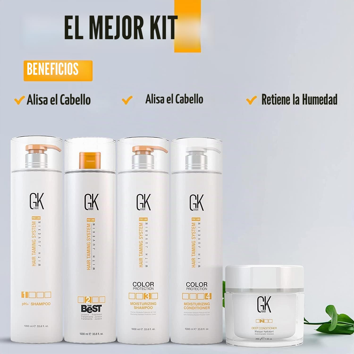 GK HAIR Global Keratin The Best Professional Hair (1000ml/33.8 Fl Oz) Kit de tratamiento de alisado de queratina y alisado brasileño para un cabello natural sedoso y sin encrespamiento