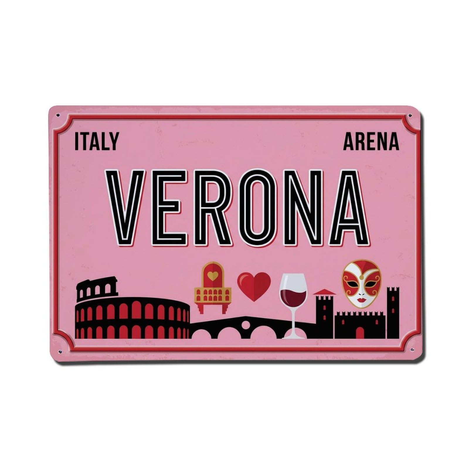 Xanthor Style Vintage Travel Verona Italy Arena Balcony Metal Tin Sign