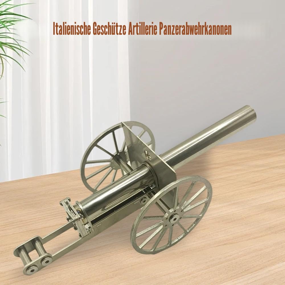 Mini Artillerie-Kanone aus Edelstahl mit 2 Rädern – Schreibtischdekoration für Militärfans