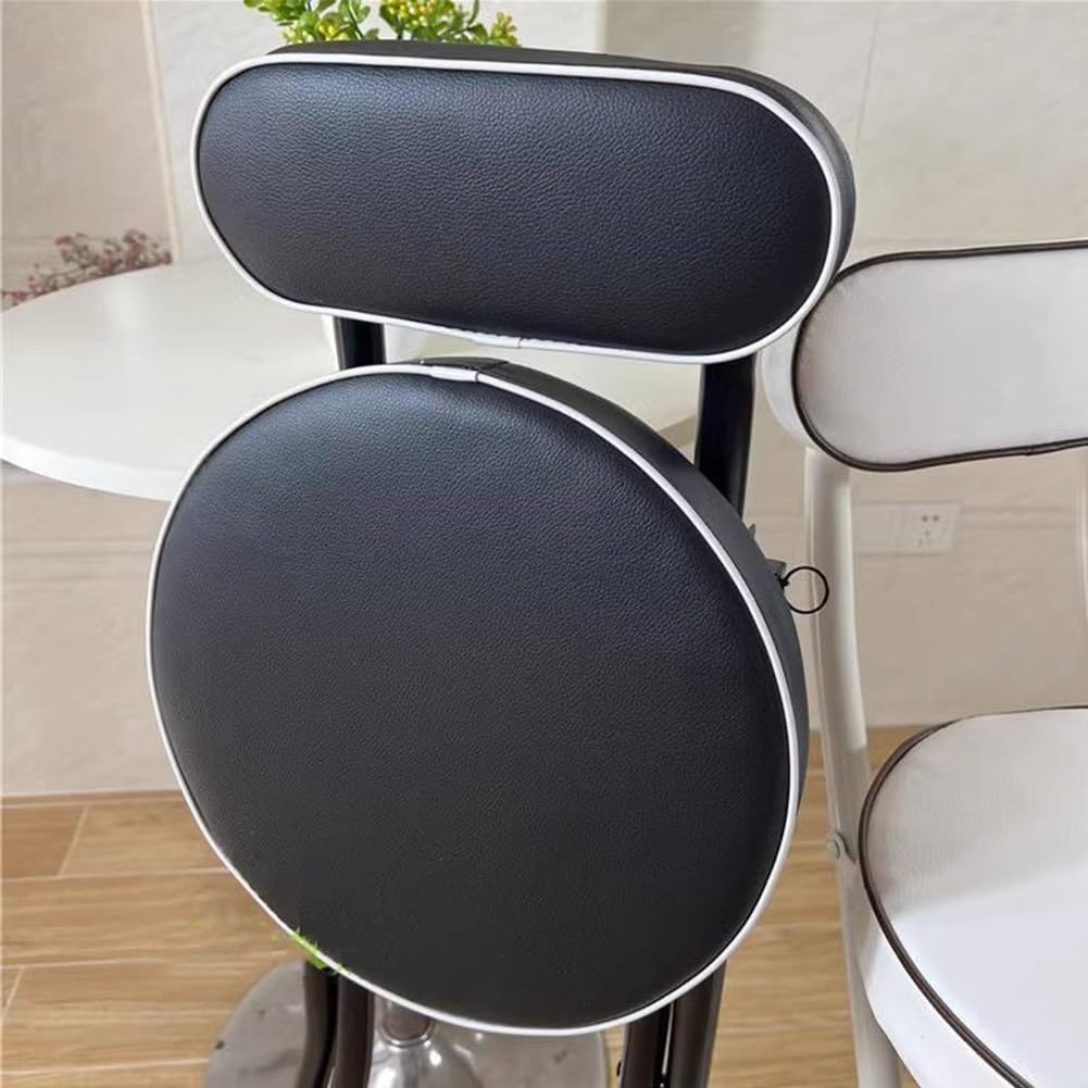 Taburete de Bar Plegable, Silla de Altura de Mostrador con Asiento Acolchado, 55/60/65cm Taburete de Cocina Redondo Portátil con Respaldo, Taburete Plegable para Adultos Isla Exterior (Color : Zwart