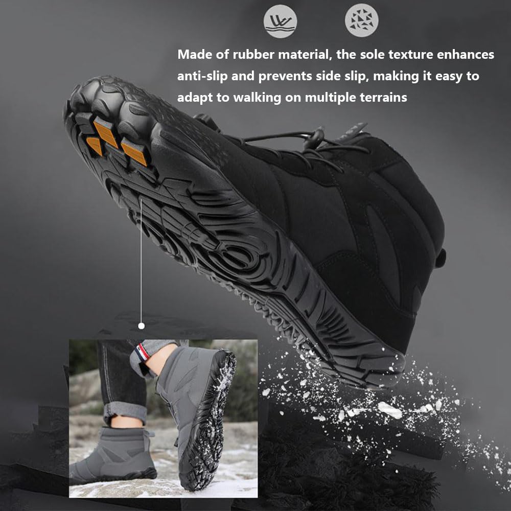 Zureto Chaussures pieds nus d'hiver, chaussures de randonnée pour homme et femme, imperméables, larges orteils nus, chaussures de randonnée
