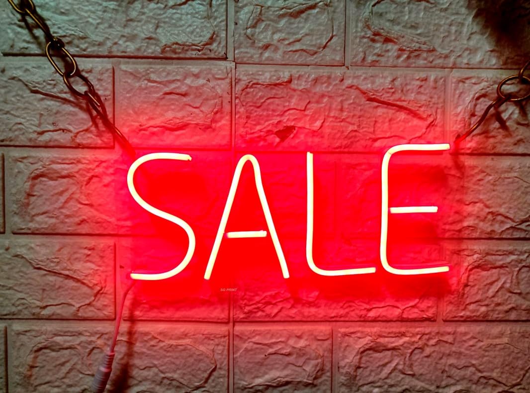 SG Print Sale Neon Sign/Light Neon LED Light, Decorative Light for Room, Glass Tube Lights Sign for Bedroom, Party and Bar (6x12 inches) Red-image-25