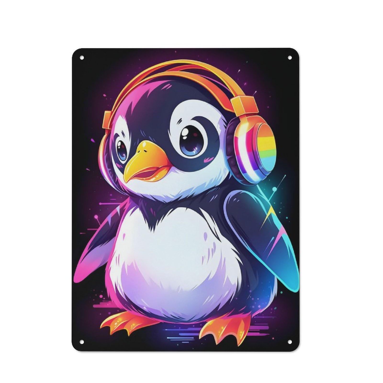 Junmoney Chubby Penguin Shed Style Metal Wall Decor 40X30cm, Tin Sign For Conservatory, Home Bar Or Utility Room