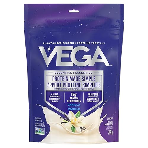 Vega Protein Made Simple, Vanilla, Stevia Free Vegan Plant Based Protein Powder, Healthy, Gluten Free, Pea Protein for Women and Men, 259g (10 Servings) - Vanilla