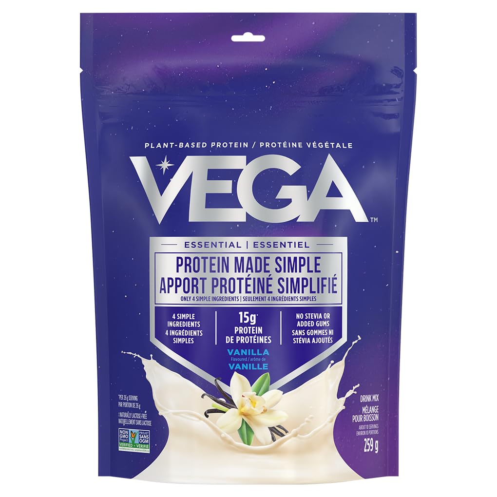 Vega Protein Made Simple, Vanilla, Stevia Free Vegan Plant Based Protein Powder, Healthy, Gluten Free, Pea Protein for Women and Men, 259g (10 Servings)