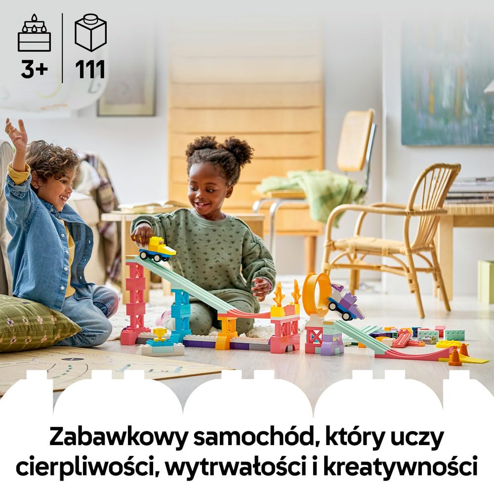 LEGO DUPLO Kreatywne rampy 3 w 1 z pojazdami 10478 | rampy z pojazdami, klocki dla 3-latka, prezent dla chłopca i dziewczynki 3+, budowanie 3 w 1, 111 elementów