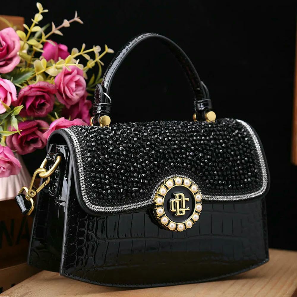 Bolsos de Mano para Mujer Bolso Bandolera de Piel auténtica roja con Estampado de cocodrilo Bolsos de Mano portátiles