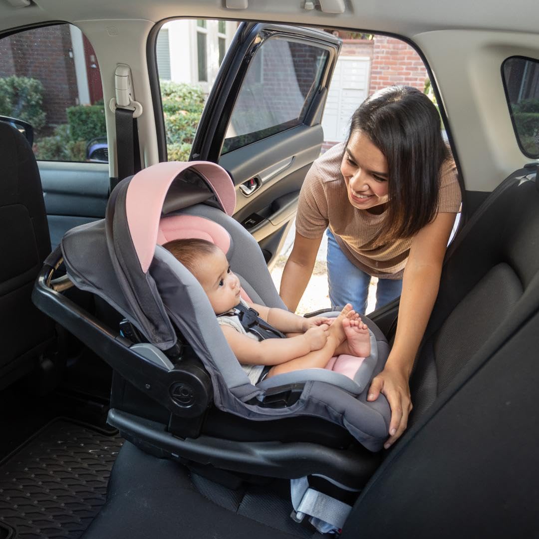 baby trend secure-lift infant car seat, madrid pink - compact lightweight carrier, infant comfort cushioning, adjustable harness fit