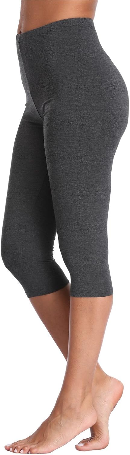 Kotii Women's Lightweight Soft Capri Leggings Crop Leggings 3/4 Stretch Yoga Pants - Image 2