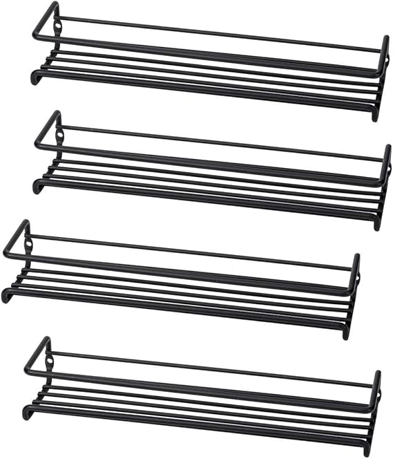 Set of 4 WallMount Spice Rack Organizers Metal Hanging Racks for