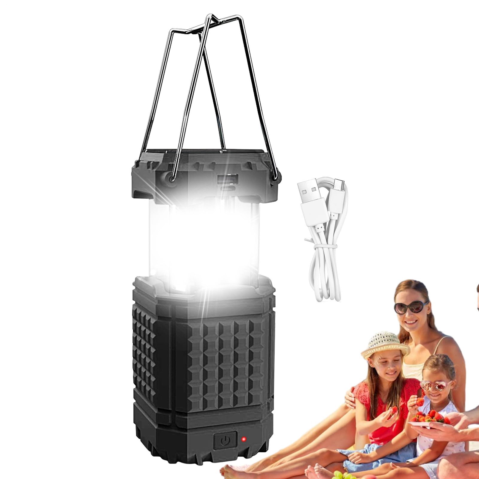 Lampada Solare da Campeggio Lanterna a manovella pieghevole impermeabile | Lampada LED USB Solare da Tenda per Escursionismo Pesca Spiaggia Riparazione Auto Arrampicata Giardino Cortile Terrazza d