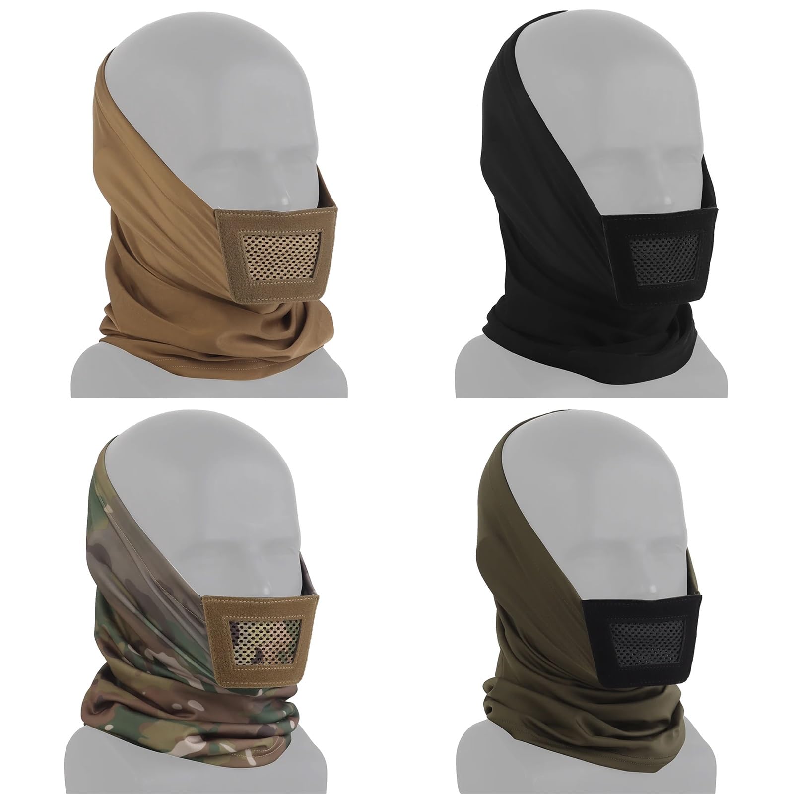 Máscara táctica de malla de acero pasamontañas para airsoft, máscara de media cara con gorro interior acolchado suave estilo ninja para la caza