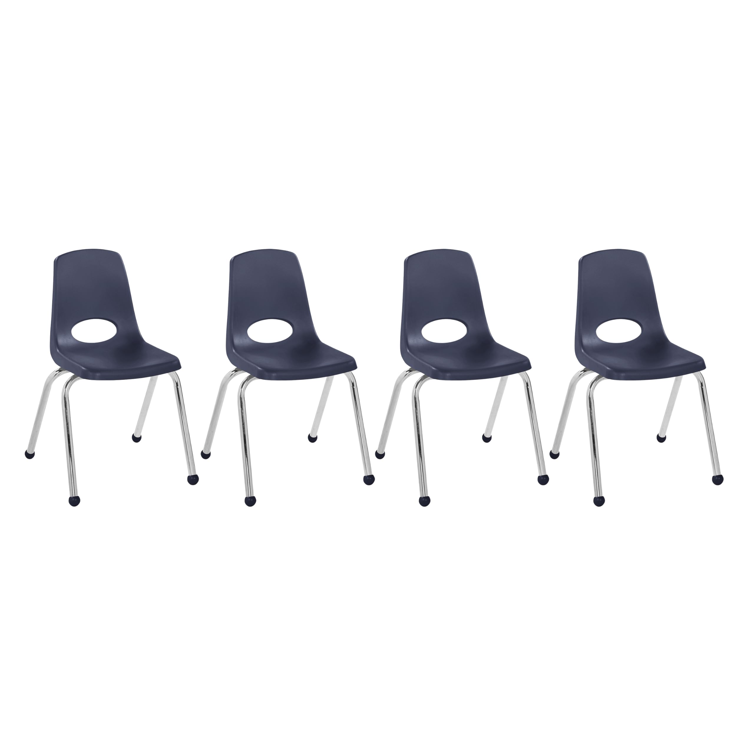 FDP 16" School Stack Chair with Ball Glides, Navy, 4-Pack, 10382-NV
