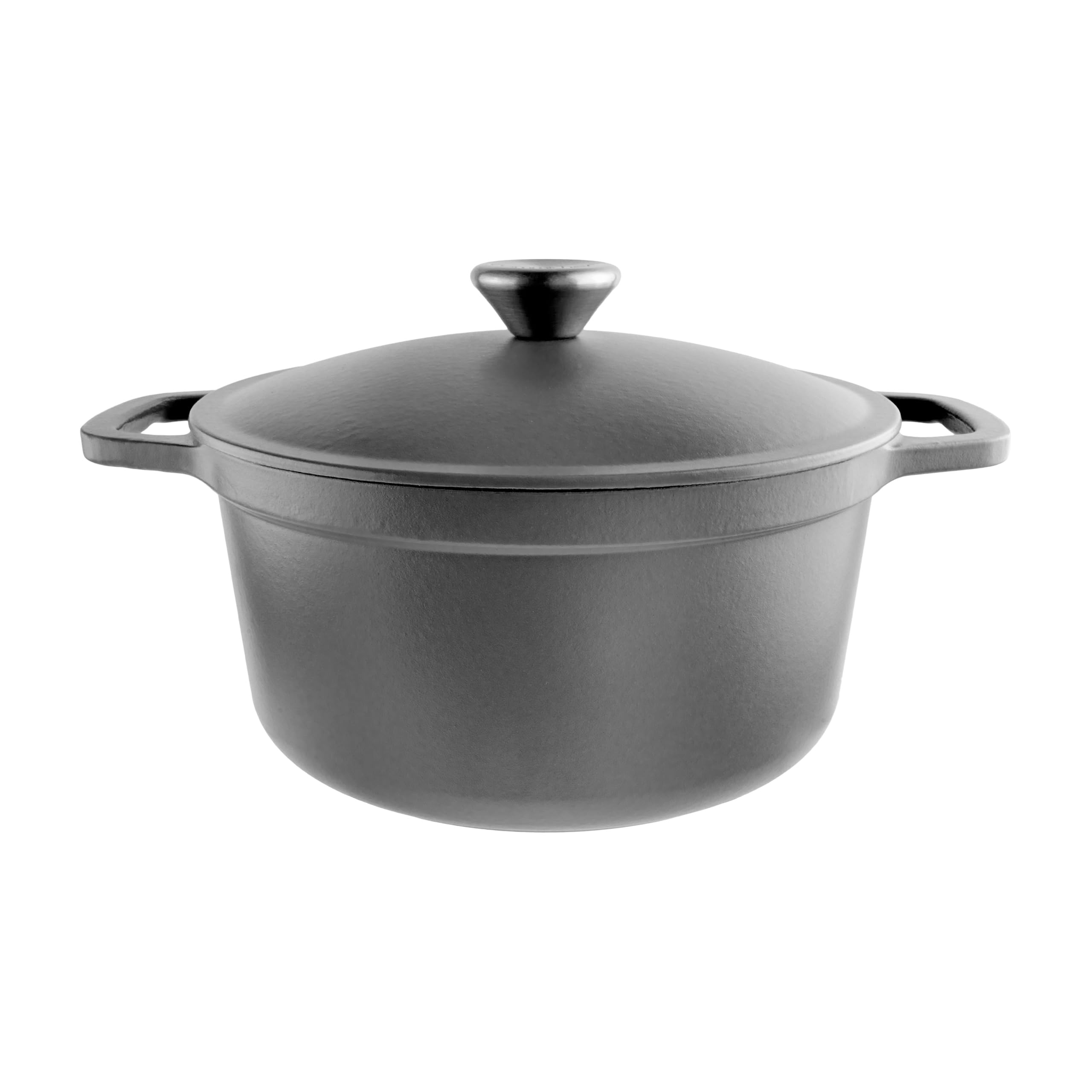 Commichef Lightweight Cast Iron Casserole 24cm, 3.5L, Black – Dutch Oven Pot With Lid For Cooking & Bread Baking, Enamelled Skillet Pan, Induction Hob Compatible Stewpot