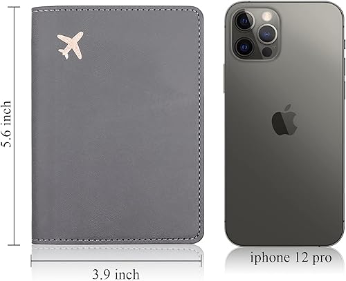 Miniatura 4 de Deziliao Combo de portatarjetas de pasaporte y vacunación, soporte para pasaporte de piel sintética con ranura para tarjeta de vacunación, cartera