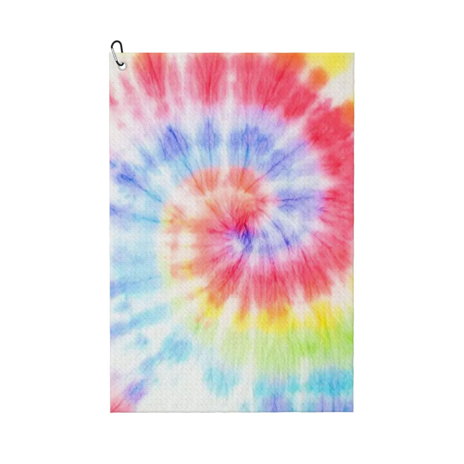 Hnnkloy Tie Dye Rainbow Spiral Swirl, 16x24 in Portable Waffle Golf Towels with Carabiner Clip for Golf Bag