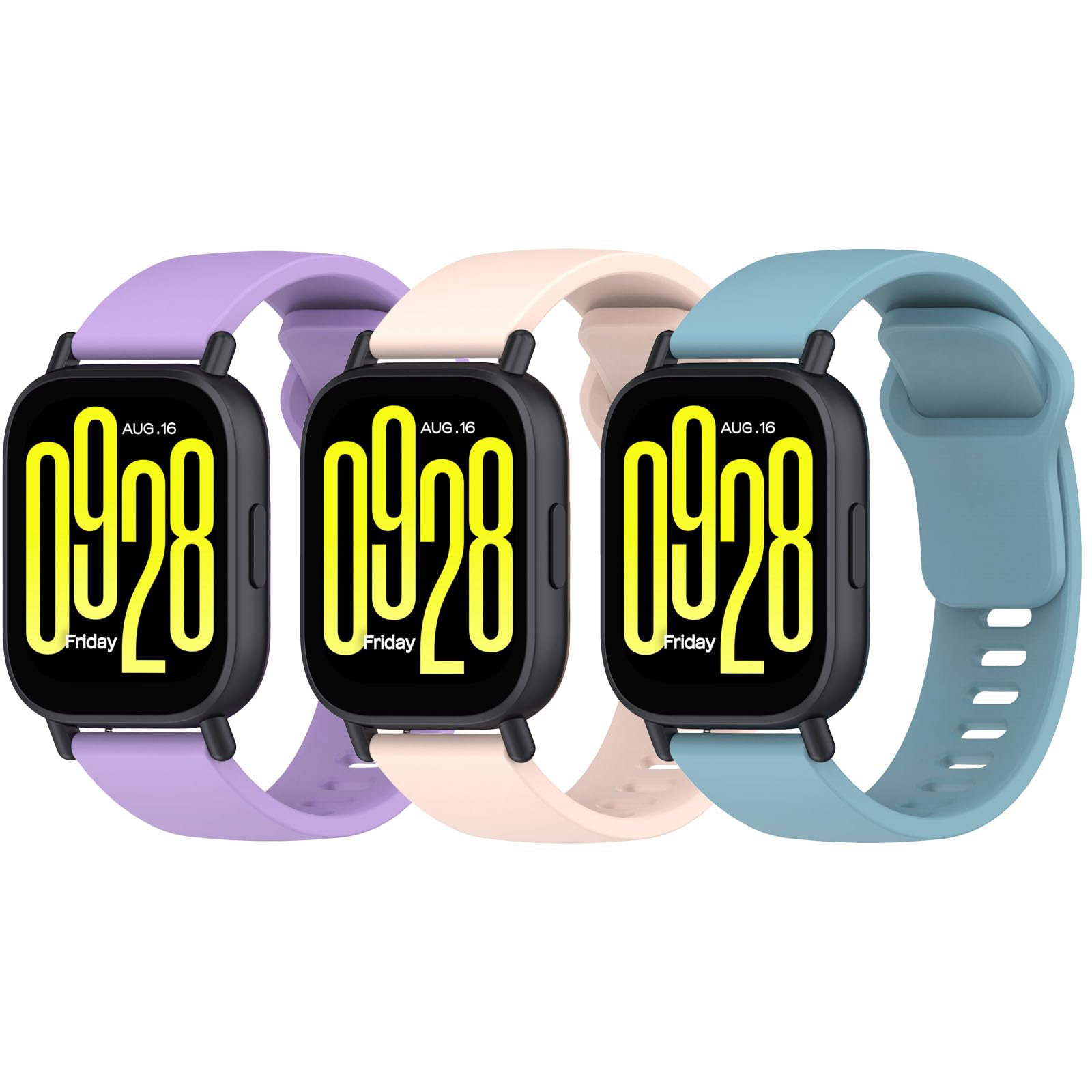 Garmcool 3 Pack 22mm Bands Compatible for Xiaomi Redmi Watch 5 Active/Lite Strap Purple, Pink, Light Blue for Women Men Soft Silicone Sport Replacement Straps (No Watch) — image 1